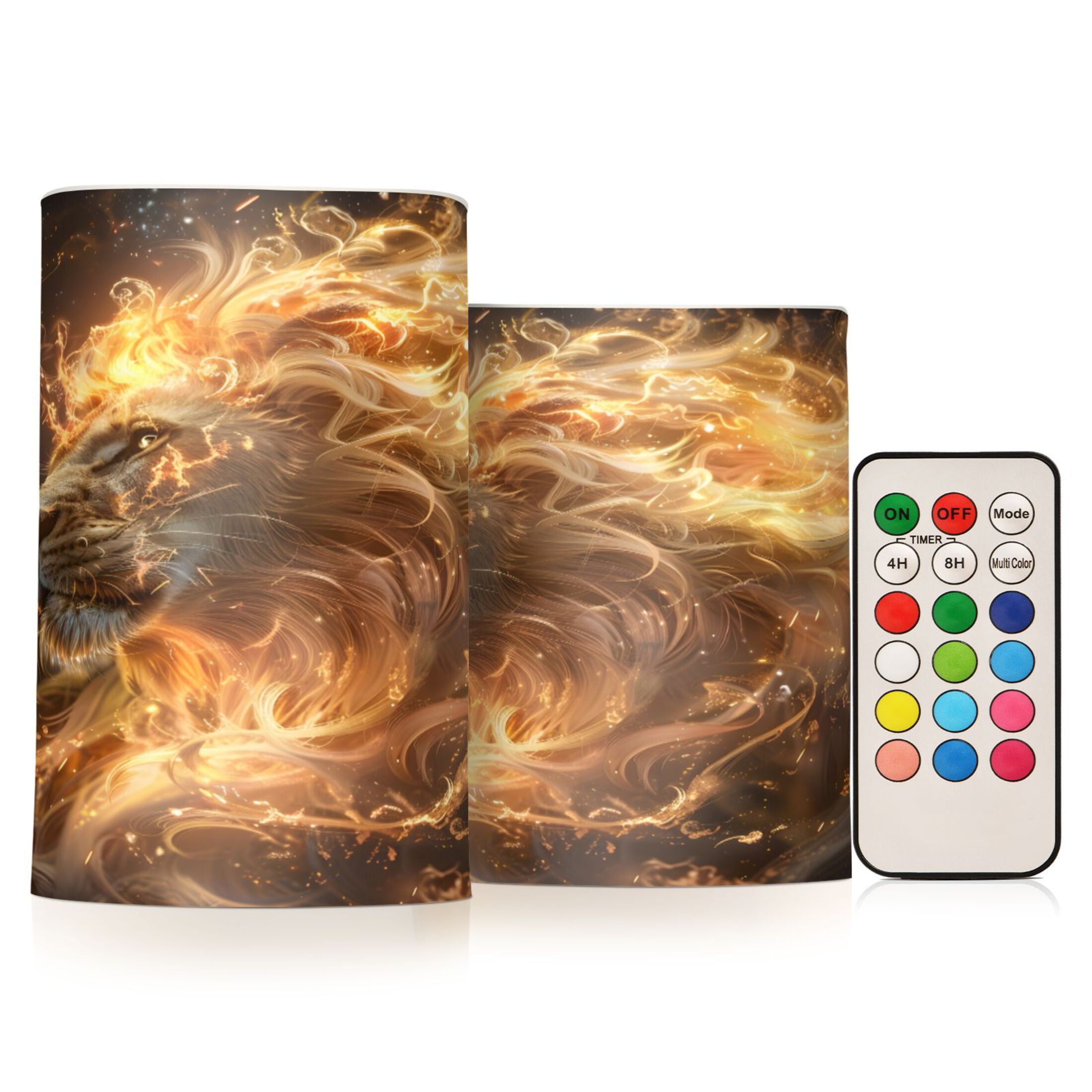 Lion Flame Dream Flameless LED Candle Set with Remote, Battery Operated Color Changing Pillar ...