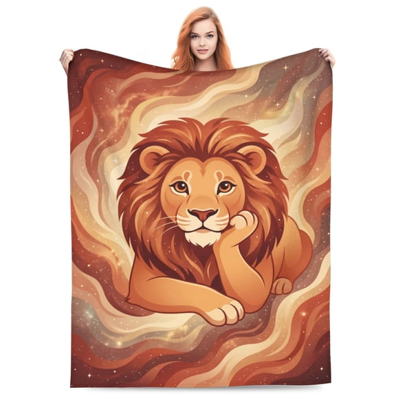 Lion Flannel Blanket, Ultra Soft Lightweight & Warm Throw Blanket for Couch, Cozy Plush Blanket 50x40