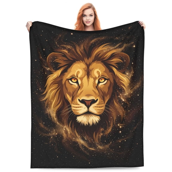 Lion Flannel Blanket, Ultra Soft Lightweight & Warm Throw Blanket for Couch, Cozy Plush Blanket 50x40