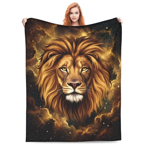Lion Flannel Blanket, Ultra Soft Lightweight & Warm Throw Blanket for Couch, Cozy Plush Blanket 50x40