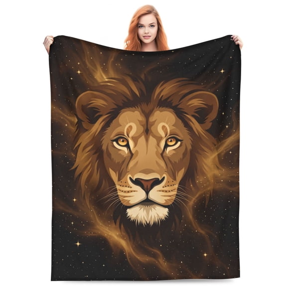 Lion Flannel Blanket, Ultra Soft Lightweight & Warm Throw Blanket for Couch, Cozy Plush Blanket 50x40