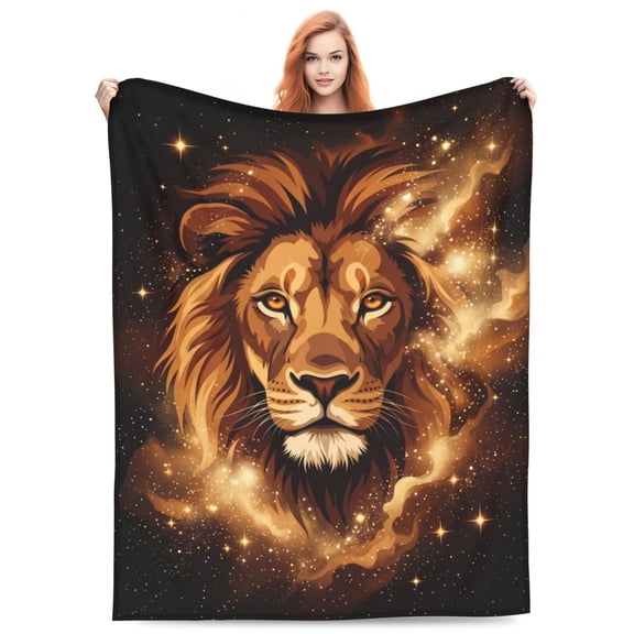 Lion Flannel Blanket, Ultra Soft Lightweight & Warm Throw Blanket for Couch, Cozy Plush Blanket 50x40