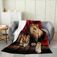thumbnail image 1 of Lion Fleece Blanket for Kids Boys Youth,Safari Lion Couple Lovers Flannel Blanket Twin,Women Romantic Rose Plush Blanket Lightweight Warm Red Flower Wild Animal Throw Blanket Washable, 1 of 5