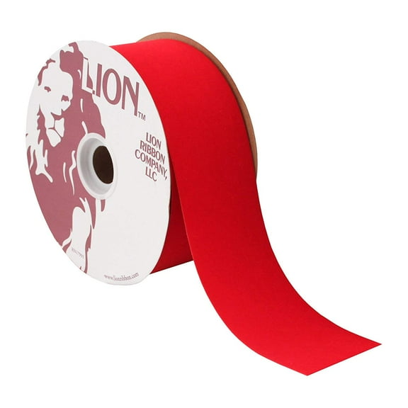 Lion Flocked Velvet Ribbon, 2-1/2" Wide, 25 Yards Hot Red NOT WIRED