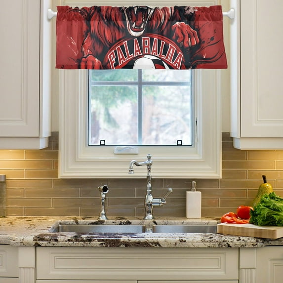 Lion Football Curtain Valances Farmhouse Design Window Treatment Decor Blackout Rod Pocket for Windows Living Room Kitchen 54" x 18"