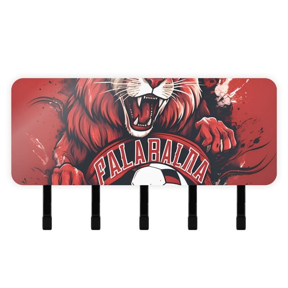 Lion Football Mail Holder Organizer Wall Mount with Shelf Key Holder Key Rack with 5 Key Hooks for Wall Decorative