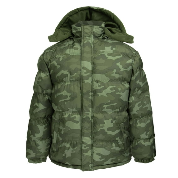 Lion Force Mens' Warm Puffer Coat Jacket Removable Hood Polar Fleece Lining (2X-large, Camouflage)