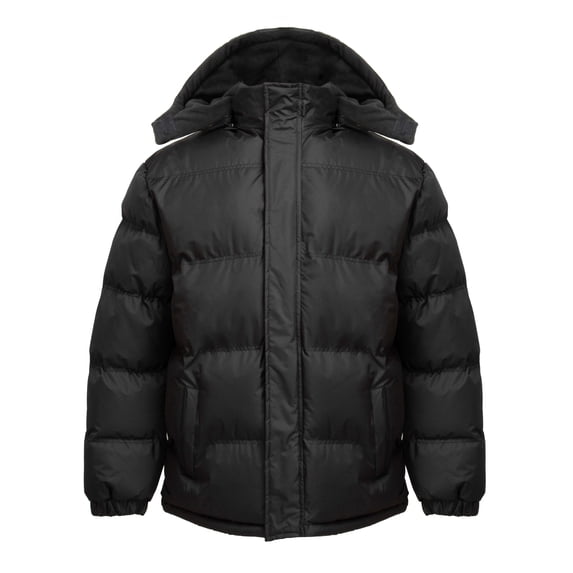 Lion Force Mens' Warm Puffer Coat Jacket Removable Hood Polar Fleece Lining (Medium, Charcoal)