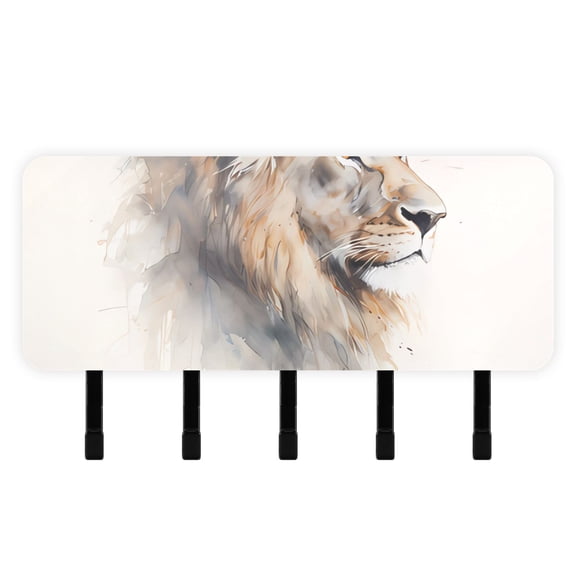 Lion Front Face Mail Holder Organizer Wall Mount with Shelf Key Holder Key Rack with 5 Key Hooks for Wall Decorative