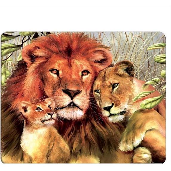 Lion Gaming Mousepad African Wildlife Painting Lion Family Love Mouse Pad Mouse Mat for Computer Desk Laptop Office 9.5 X 7.9 Inch Non-Slip Rubber