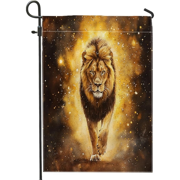 Lion Garden Flag Double Sided Burlap 12 x 18 In Wildlife Theme Outdoor Decor