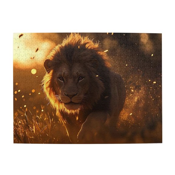 Lion Golden Light Grassland 500-Piece Wooden Jigsaw Puzzle for Adults, Fun & Challenging Family Brain-Teaser, Perfect Home Decor & Gift