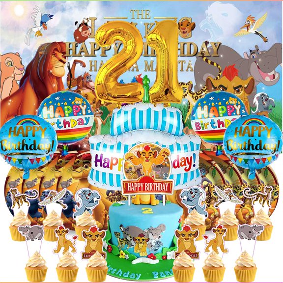 Lion Guard 21th Tableware Balloons Cake Toppers Backdrop Banner Supplies Party Decor Plates Decorations