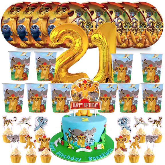 Lion Guard Birthday 21th Cups Party Supplies Plates Fans Decorations Cake Topper Decor