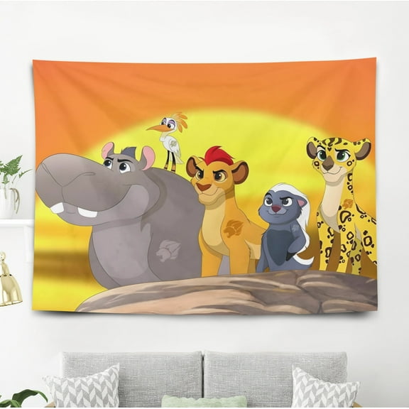 Lion Guard Pattern Wall Hanging 50*60 Inches High-Quality Peach Skin Velvet Material Classic And Charming