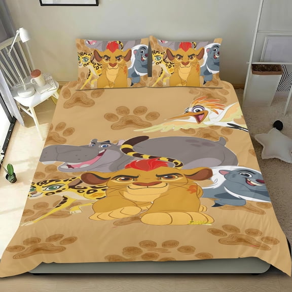 Lion Guard cotton bed linen trio, three-piece, cozy and skin-friendly, anti-fade inks, ideal gifts for family, friends, fans, 36x75 in (90*190 cm; Twin XL).