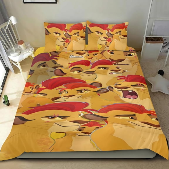 Lion Guard cotton sheet set, three pieces, soft on skin, distinctive design, durable stitching, great gifts for family, friends, fans, 68x86 in (173*218 cm).