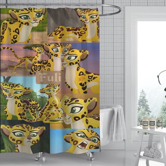Lion Guard shower curtain flaunts an impressive print, offers waterproof protection, and is easy to install, enhancing your bathroom with artistic flair. Dimensions: 59" x 71" (150 x 180 cm).