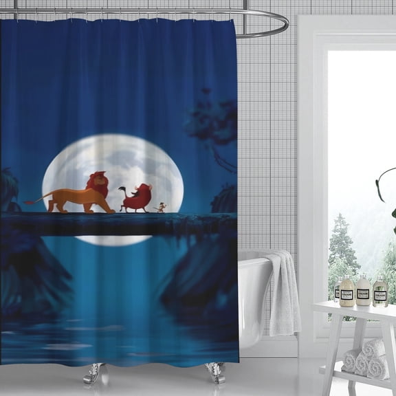 Lion Guard shower curtain showcases a vibrant artistic print, is waterproof, and installs easily, adding a creative touch to your bathroom decor. Size: 59" x 71" (150 x 180 cm).