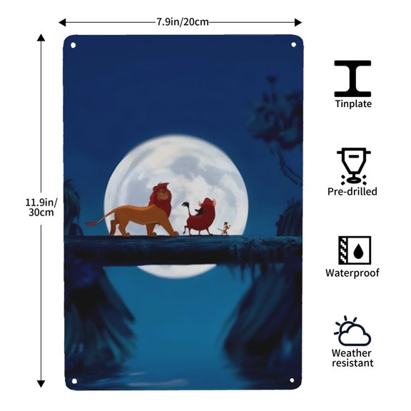 Lion Guard-themed Tin Painting tin print, 812 in (2030 cm), high-definition printing, a 2026 trendy item that adds personality and improves home decor.