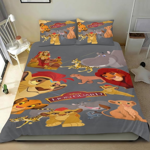 Lion Guard themed cotton sheet set, three-piece, comfortable, quick-clean fabric, distinctive design, great home decor gifts, 68x86 in (173*218 cm).