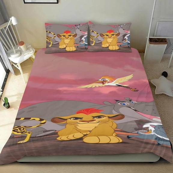 Lion Guard themed sheet set, three-piece, plush，standout design, machine-washable, great gifts for family, friends, fans, 68x86 in (173*218 cm).