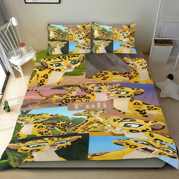 Lion Guard three-piece cotton bed linen, cozy and skin-friendly, reinforced seams, easy-care, ideal gifts for family, friends, fans, 36x75 in (90*190 cm; Twin XL).