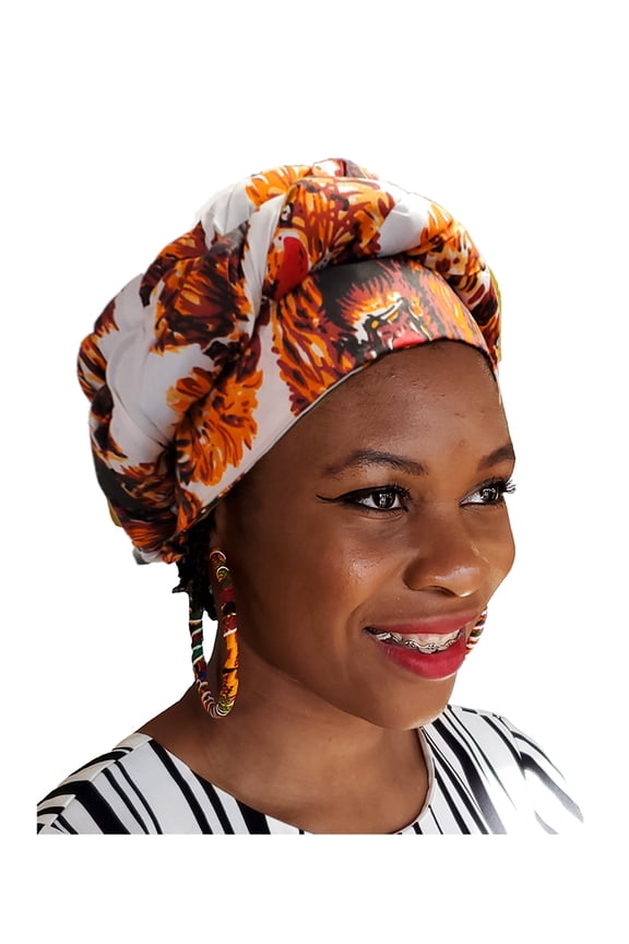 Lion Head African Print Modu Hat - Pre-tied Head wrap