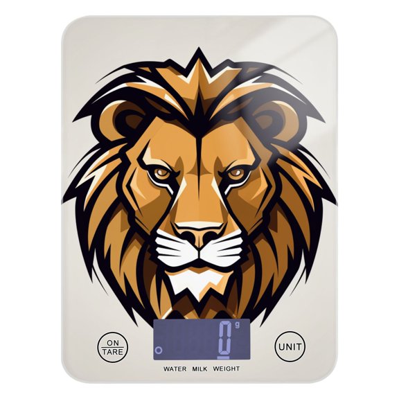 Lion Head Brown Food Scale Digital Kitchen Scale Waterproof Tempered Glass Tare Function 11 lb for Baking Cooking Meal Prep