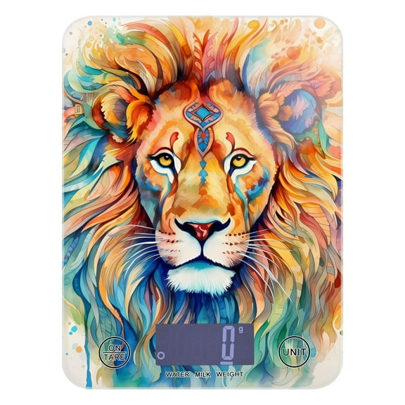 Lion Head Colorful Food Scale Digital Kitchen Scale Waterproof Tempered Glass Tare Function 11 lb for Baking Cooking Meal Prep