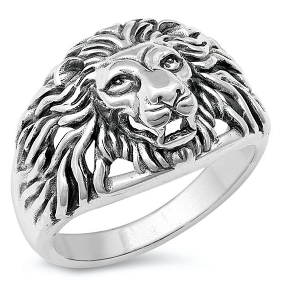 Lion Head Courage Strength Excellence Ring .925 Sterling Silver Band Jewelry Female Male Size 10