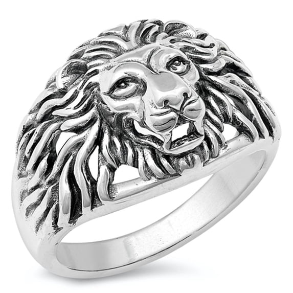 Lion Head Courage Strength Excellence Ring .925 Sterling Silver Band Jewelry Female Male Size 13