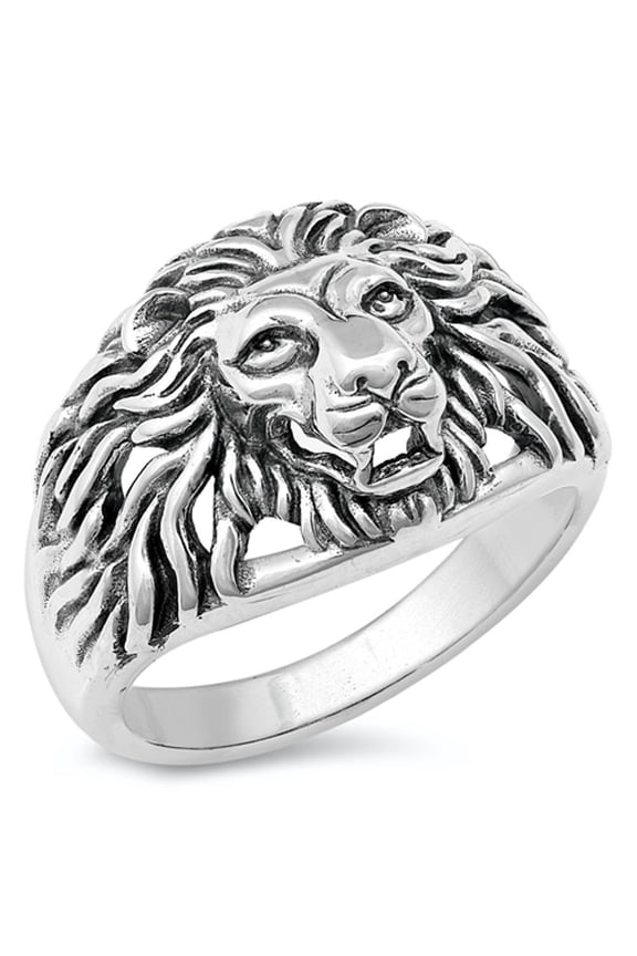 Lion Head Courage Strength Excellence Ring .925 Sterling Silver Band Jewelry Female Male Size 7