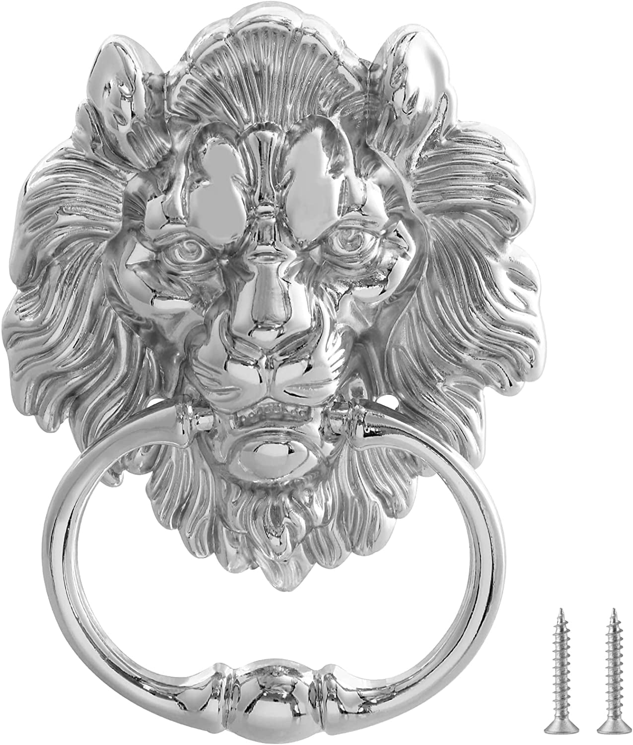 Lion Head Door Knocker. 6 Inch Front Door Knocker. Lion Door Ring Pull