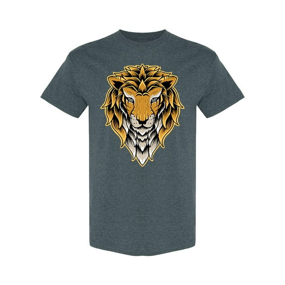 Lion Head Graphic T-Shirt Men -Image by Shutterstock, Male Medium