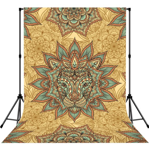 Lion Head Indian Ethnic Photography Backdrop 5x7Ft Background for Photo Studio Video Recording Birthday Party Wedding Home Decor