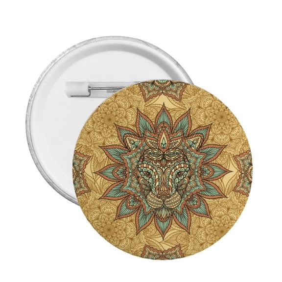 Lion Head Indian Ethnic Round Button Pin Badge 5PCS Pinback Buttons Lapel Pin for Jacket, Backpack, Hat, Party Favor, Gift