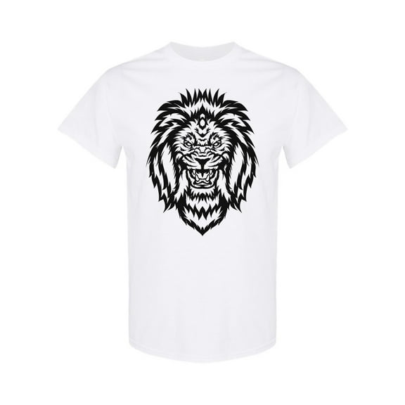 Lion Head Line Art T-Shirt Men -Image by Shutterstock, Male Small