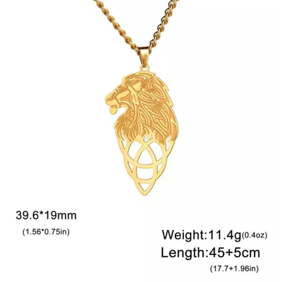 Lion Head Necklace Stainless Steel Animal Lion Statue Pendant Necklaces Jewelry