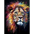 thumbnail image 1 of Lion Head Oil Painting Rainbow Colour Mane Hair Vibrant Portrait Unframed Wall Art Print Poster Home Decor Premium, 1 of 3