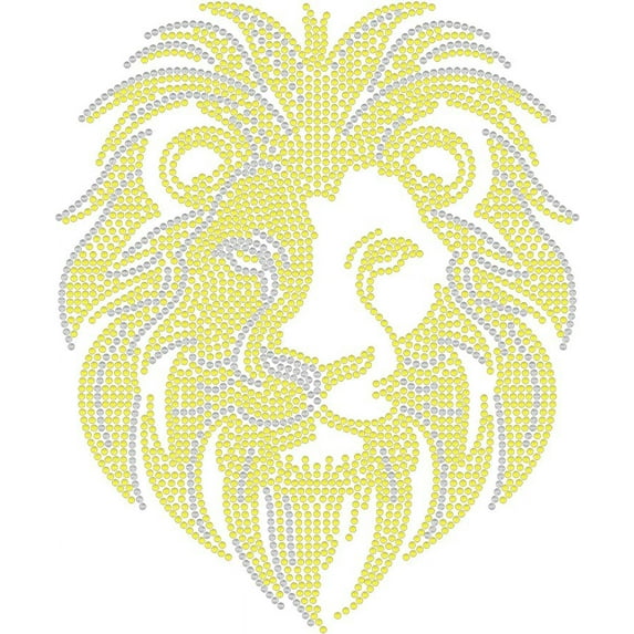 Lion Head Rhinestone Iron on Transfers Golden Silver Animals Crystal Rhinestone Heat Transfer Bling Rhinestone Template Decal for Clothes Bags Pants DIY Transfer Iron On Decals Decor