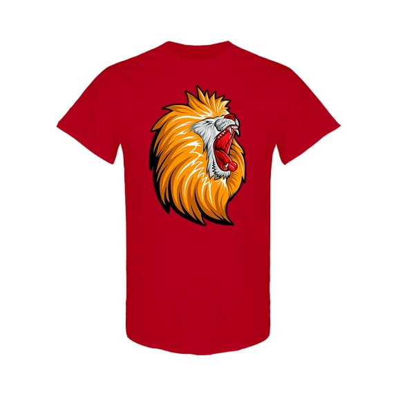 Lion Head Roar T-Shirt Men -Image by Shutterstock, Male XX-Large