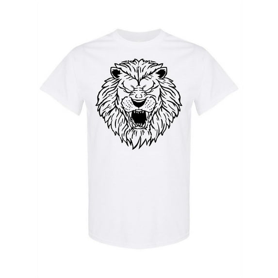 Lion Head Sketch Graphic T-Shirt Men -Image by Shutterstock, Male Large