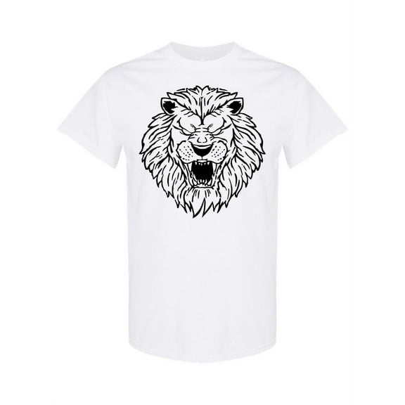 Lion Head Sketch Graphic T-Shirt Men -Image by Shutterstock, Male Large