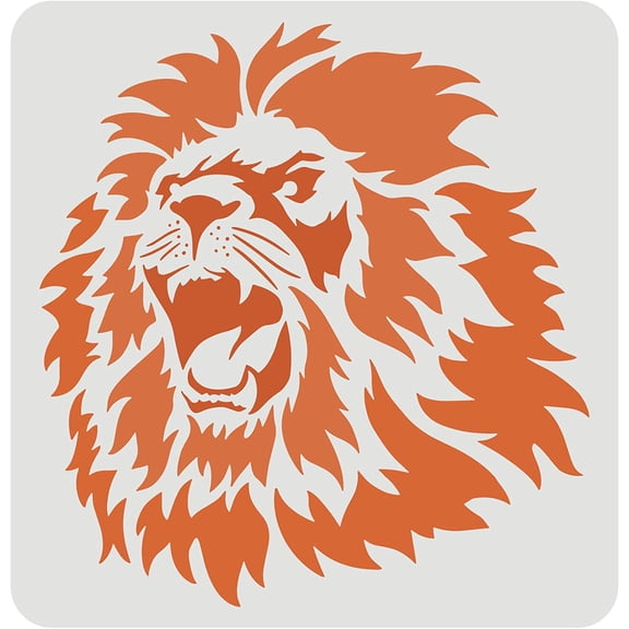 Lion Head Stencil 11.8x11.8 Inch - Wild Animal Pattern for African Big Cat - Reusable Plastic Stencil for Painting on Wood Floor Wall and Tile DIY Making