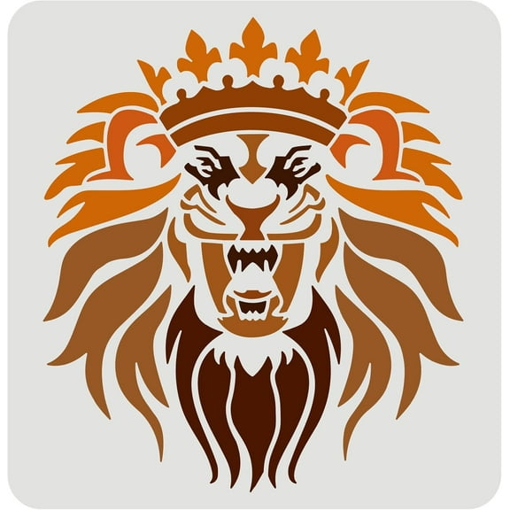 Lion Head Stencil Template 11.8x11.8inch Reusable Lion King Stencil DIY Craft Lion Pattern Drawing Stencil Forest Animal Stencil