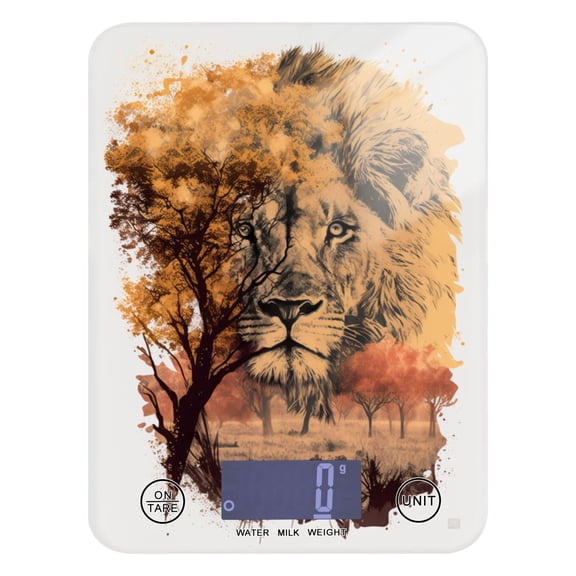 Lion Head Trees Food Scale Digital Kitchen Scale Waterproof Tempered Glass Tare Function 11 lb for Baking Cooking Meal Prep