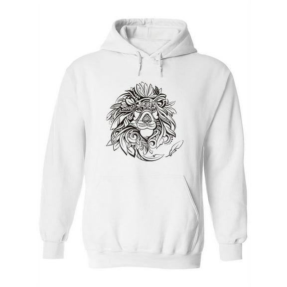 Lion Head Tribal Style Hoodie Women -Image by Shutterstock, Female Medium