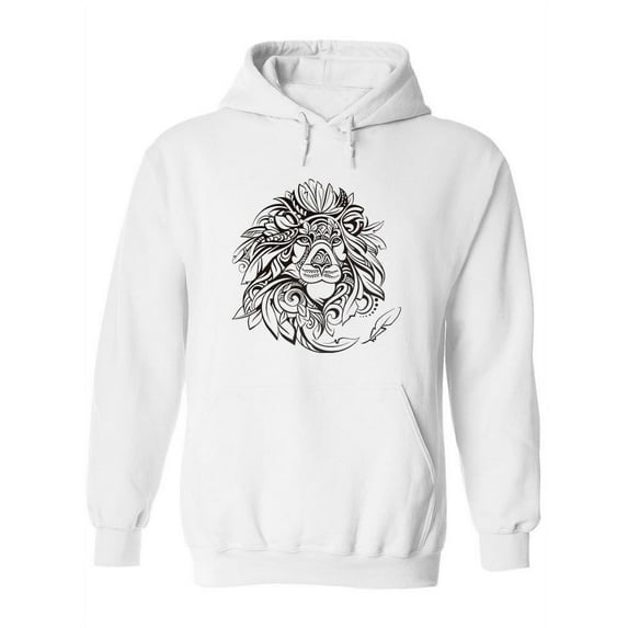 Lion Head Tribal Style Hoodie Women -Image by Shutterstock, Female XX-Large