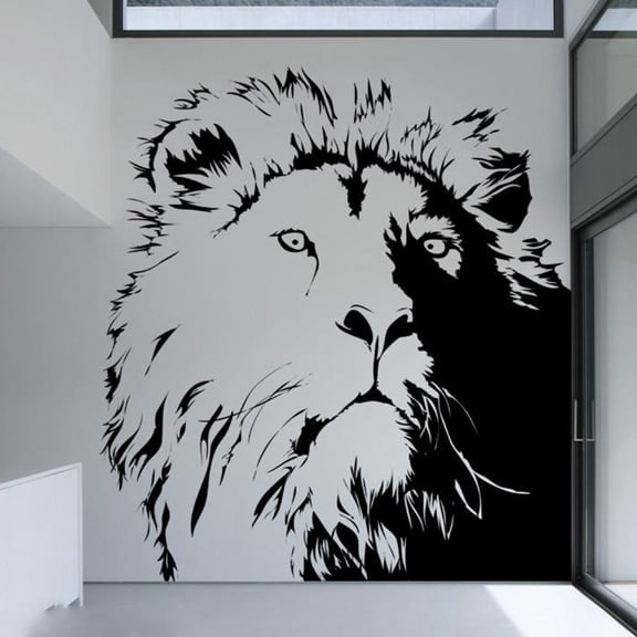 Lion Head Wall Decals Bedroom Living room Lion Africa Jungle Animal Head Forest Wall Stickers Kids Room Vinyl Home Decor Art 45cmx47cm